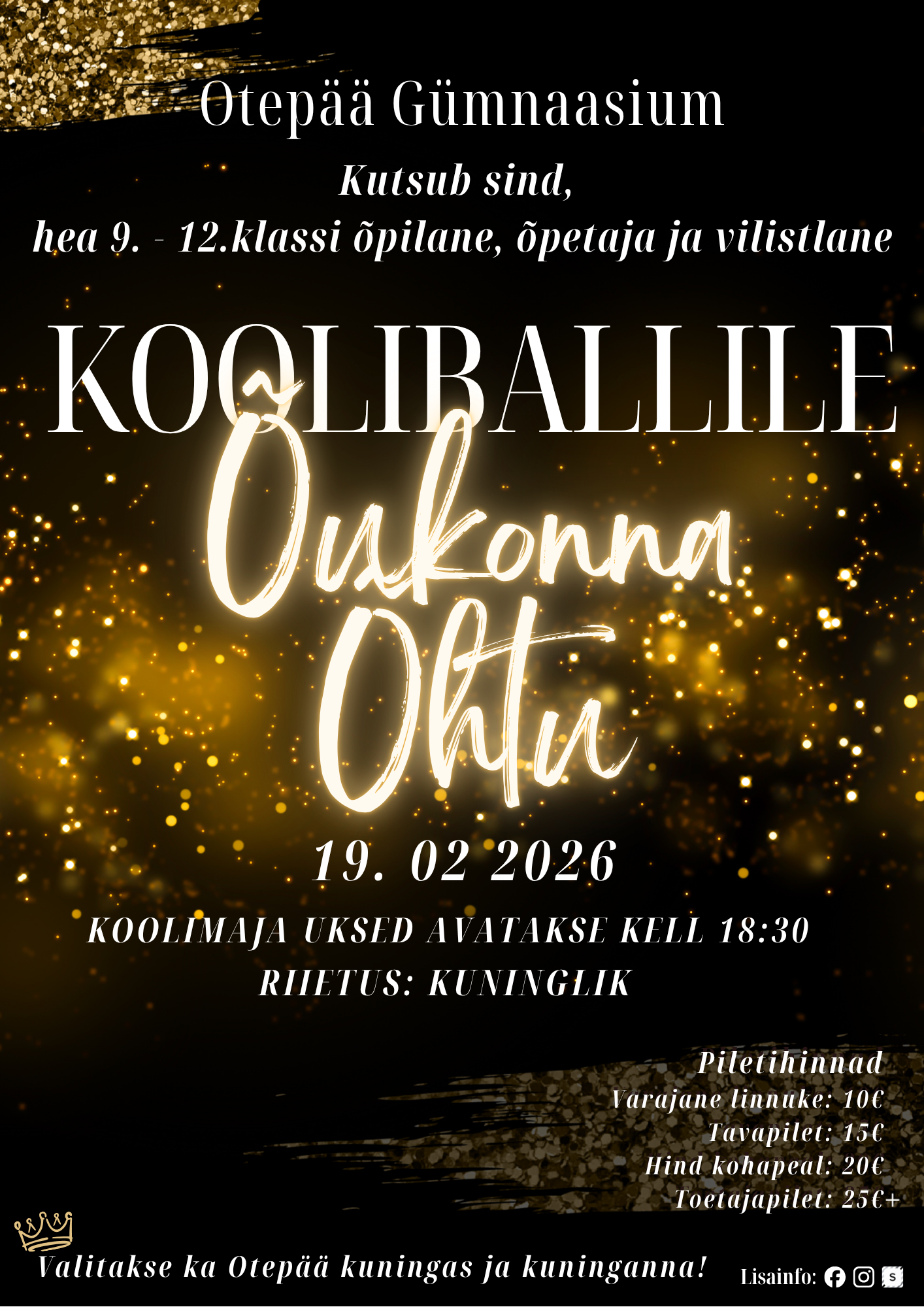 Head 9. – 12 .klasside õpilased, õpetajad ja kooli vilistlastest lapsevanemad!